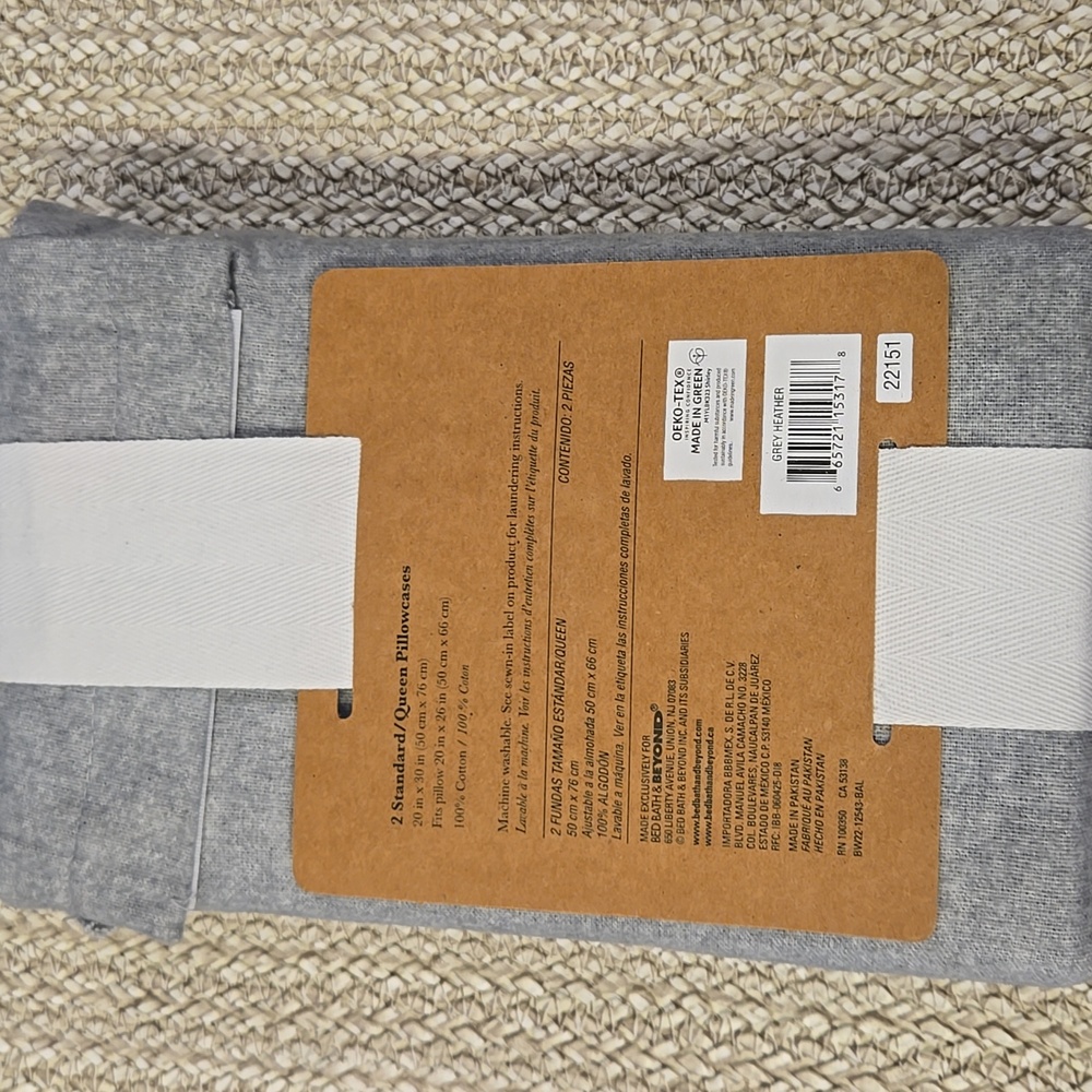 Bee & Willow Gray Cotton Flannel Pillowcases - NWT 100% Cotton - Picture 2 of 4